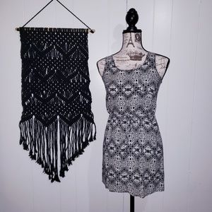 Black & White Drawstring Waist Dress